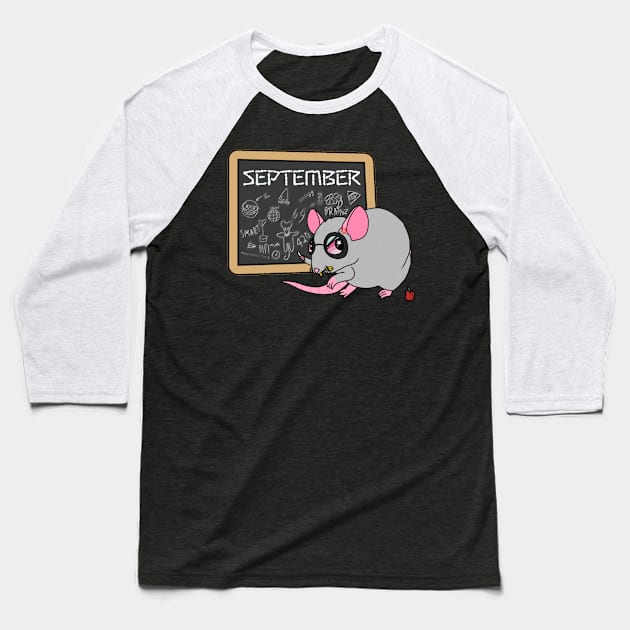 September Rat Baseball T-Shirt by Rad Rat Studios